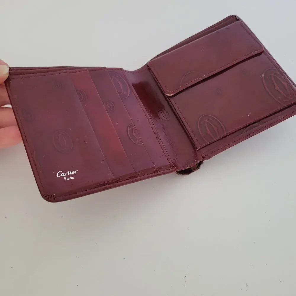 Cartier Happy Birthday Men's Bifold Leather Red‎ Wallet Medium Card Bill Holder